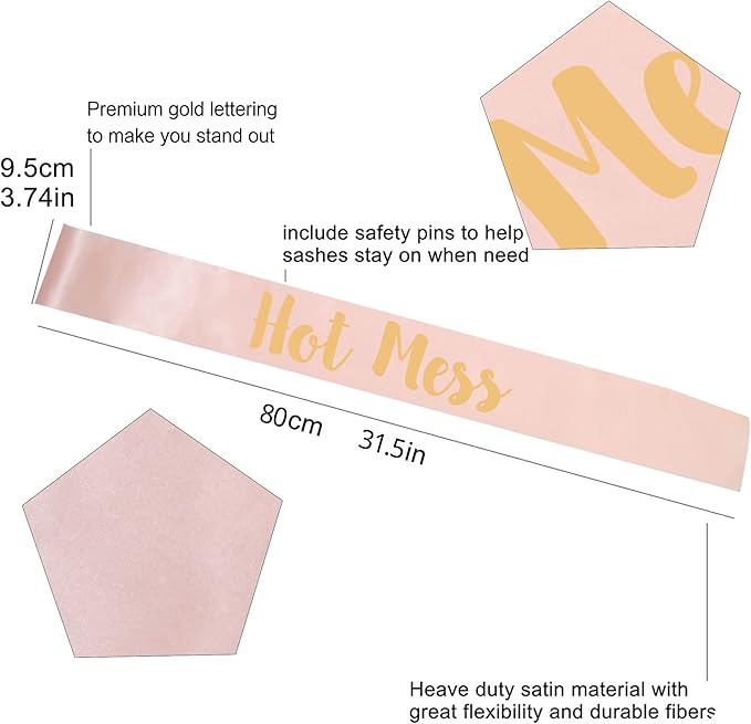 12-Piece Birthday Sash Set - White Girl Sash + 11 Rose Gold Party Sashes for Women's Birthday Party Favors