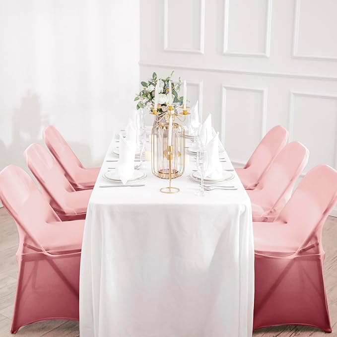 magalo 12 Pack Dusty Pink Spandex Folding Waterproof Chair Cover, Stretch Chair Cover Protector for Wedding, Party, Dining Banquet and Other Special Events