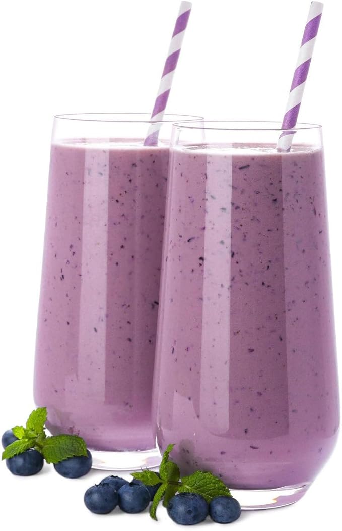 ALINK 100 Purple and White Striped Paper Straws, Biodegradable Disposable Drinking Straws for Valentine's Day, Halloween, Bridal Shower, Brithday, New Year, Party Decoration