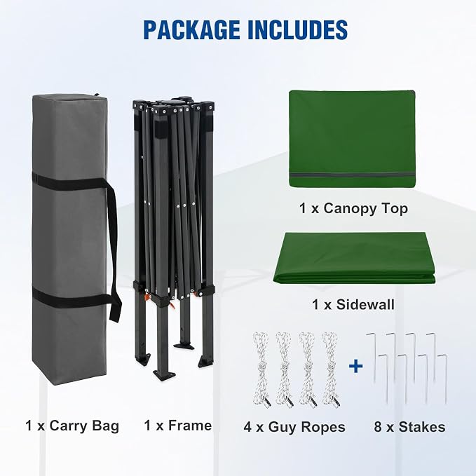 6x4 Pop Up Canopy Tent with One Wall Panel, Instant Portable Beach Canopy, Outdoor Tent with Carry Bag for Camping, Sports, Tailgating, Events, Green