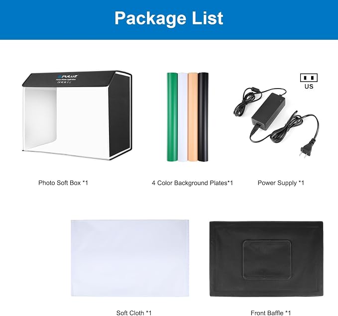 Light Box Photography, PULUZ 24x16 inch Portable Photo Box with 672 LED Beads, CRI >95, Professional Large Photo Booth Shooting Tent Kit with 4 Color PVC Backdrops for Product Photography