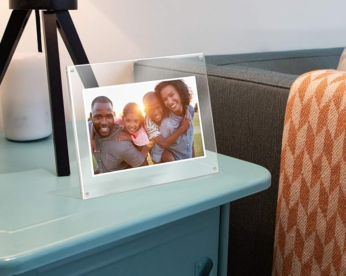 Isaac Jacobs 8” x 10” (2-Pack) Clear Plain Acrylic Picture Frame, Magnetic Photo Frame, Made for Tabletop Display with Two-Way Easel