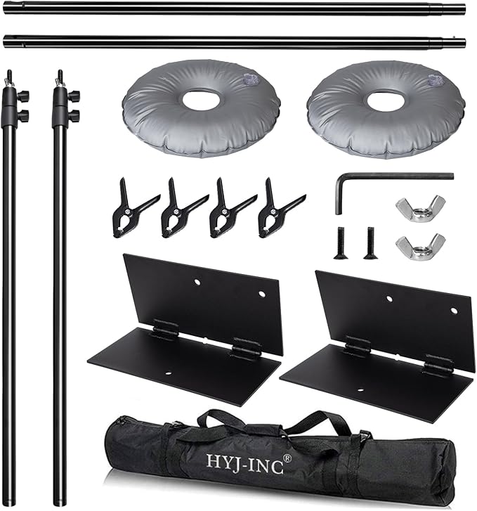 HYJ-INC Pipe and Drape Photography Backdrop Stand Kit Adjustable Photo Background Stand 10ft x 6.5ft with Metal Base for Parties Weddings Birthday Party Events Photo Booth