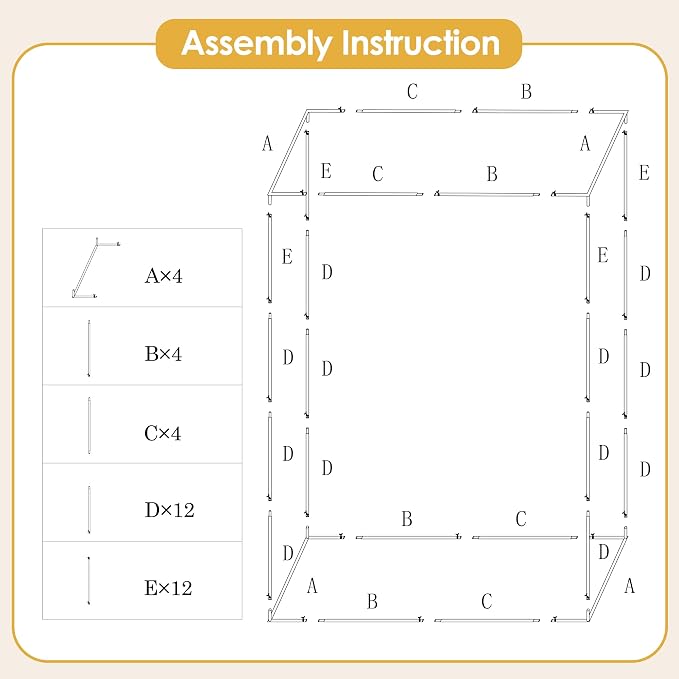 4.95 * 6.56 FT Backdrop Frame Stand, Wedding Decor Metal Arbor Flower Stand, Balloon Arch Backdrop, Golden