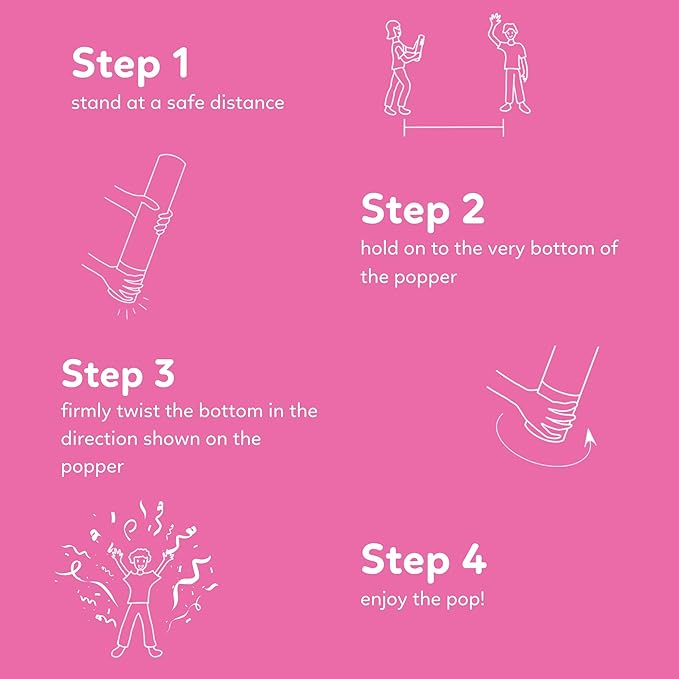 Pink Streamer Cannon Poppers | 2 Pack | Biodegradable Pink Streamers | TUR Party Supplies | Up to 25ft | Giant (12β) | Party Poppers for Graduation, Birthdays, and Bachelorette & Princess Parties