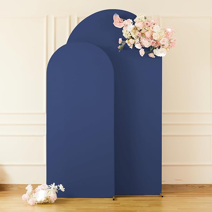 Navy Blue Arch Cover 2 Set-7.2FT, 6FT Arch Backdrop Cover Spandex Fitted Wedding Arch Stand Covers for Bridal Shower Wedding Baby Shower Birthday Party Banquet Photo Background Decorations