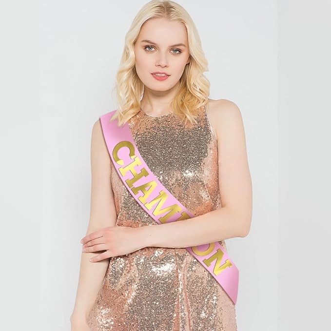 6 pcs Winner Satin Sash Party Accessory, Pink And Gold Winner Satin Sashes Celebrate In Style At Parties, Contests, Sporting Events And Competitions, 1st Place Award Sash Grand Prize Ribbon Winner Victory Ribbon Deluxe Recognition Ribbons for Classroom...