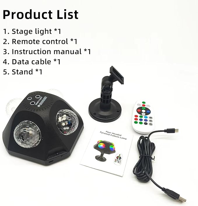 4 Disco Ball in 1 Party Lights Indoor Outdoor, Dj Laser Lights for Parties Decor Strobe Sound Activated Stage Disco Dj Light with Remote for Karaoke Birthday Wedding Club Christams