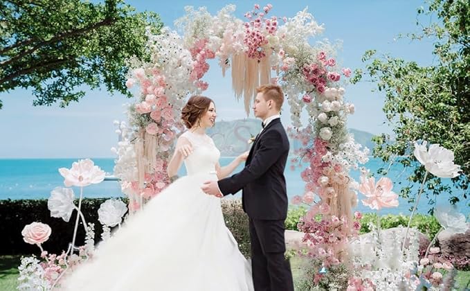 2.6x6ft Arched Backdrop Stand,Metal Arch Backdrop Stand for Wedding Ceremony Baby Shower Birthday Party Garden Floral Balloon Arch Decoration
