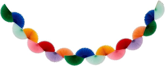 Meri Meri Rainbow Honeycomb Fan Party Banner (Pack of 1), 8' Party Garland (9' Including Excess Cord)