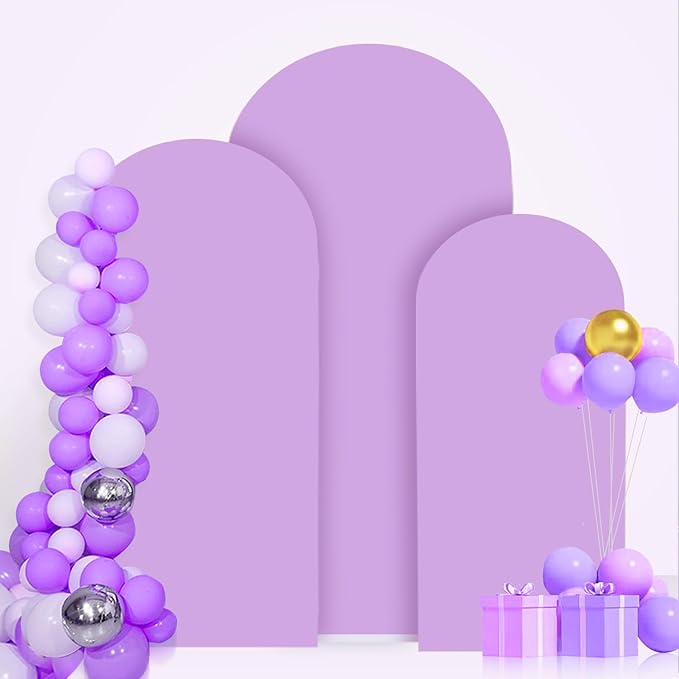 FANPROMS Wedding Arch Cover Set of 3 Lavender Arch Spandex Covers Baby Shower Chiara Arch Backdrop Stand Cover Round Top Stretchy Backdrop 5FT 6FT 7FT Arched Stand Covers for Parties Ornament
