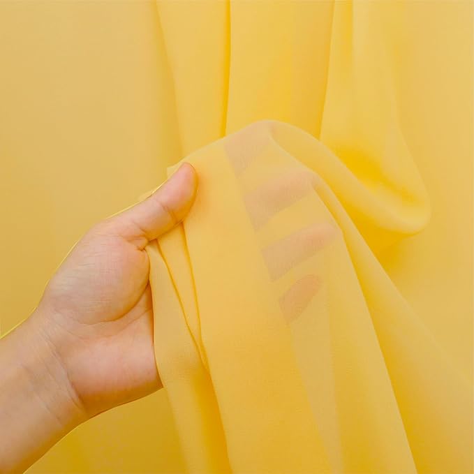 DUOBAO Chiffon Ceiling Drapes 20FT 6 Panels Gold Sheer Wedding Backdrop Curtains for Indoor Events Banquet Hall Tent Drapery Soft Draping Fabric for Arches Christmas and Photography