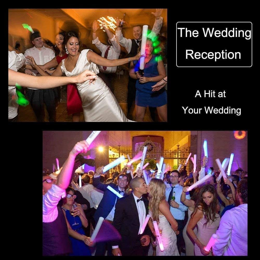 100 + 11 Pack Foam Glow Sticks Bulk Party Pack,Party Favors Supplies,3 Flashing Modes Glow In The Dark Party Supplies,Light Up Foam Sticks for Wendding Raves Camping Outdoor