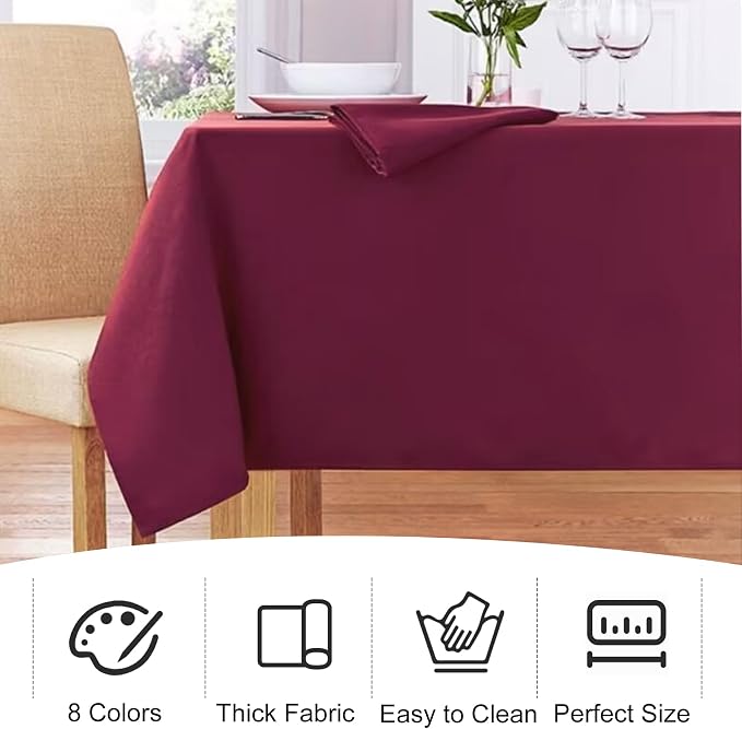 4 Pack Rectangle Tablecloth 60x126 Inch Burgundy Washable Polyester Table Cover for Wedding Dining Table Buffet Parties Banquet Decoration(Burgundy)