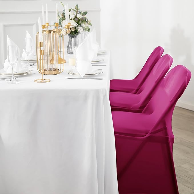 Spandex Chair Cover,12PCS,Living Room Folding Chair Covers,Removable Chair Covers Washable Protector Stretch Chair Cover for Party, Banquet,Wedding Event,Hotel(Fuchsia)