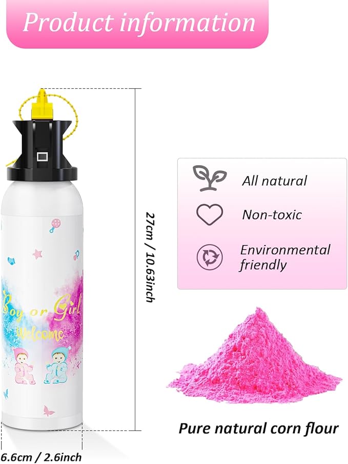 SRG Gender Reveal Fire Extinguisher Color Blaster | 2 Packs Baby Girl Pink Gender Reveal Extinguisher Smoke | Powder for Gender Reveal Decorations & Ideas(Pink)