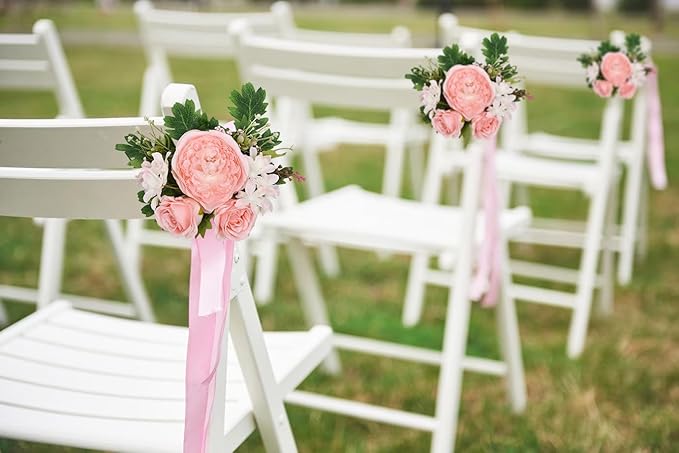 Lvydec 2 Pack Artificial Peony Flower Garland - 6ft Silk Peony Pink Flower Garland for Wedding Party Table Decoration (2, Pink)