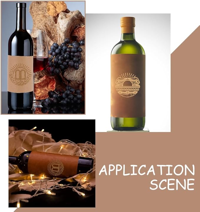 PH PandaHall 20 Sheet/80pcs Adhesive Wine Bottle Labels Custom Wine Label Stickers 3.9×4.9" Brown Blank Label Stickers Bottle Label Covers for Wine Wedding Engagement Anniversary Cocktail Party