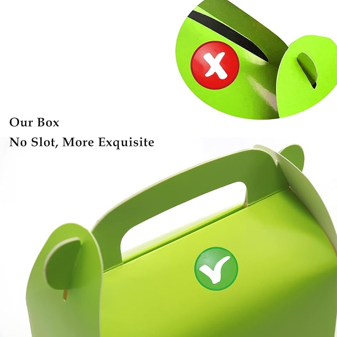 30-Pack Green Party Favor Treat Boxes, Goodie Gable Paper Gift Boxes with Handles. Perfect for Gardening/Green Thumbs Party Decoration Supplies and St Patricks Day Gift Giving