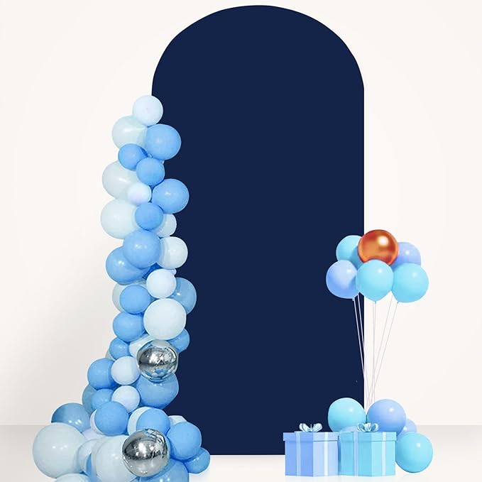 FANPROMS Wedding Arch Cover 2.6x6FT Navy Blue Arch Covers Spandex Fitted Arched Cover Backdrop Fabric for Wall Backdrops Stand Chiara Arched Backdrop Covers for Happy Birthday Balloon Party Decoration