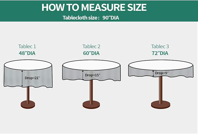 Surmente Ivory Tablecloth for Round Tables, 90-inch Round Table Cloths for Weddings, Banquets, or Restaurants
