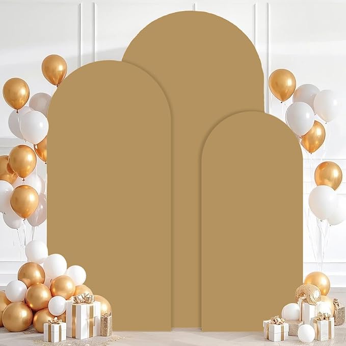 Arch Backdrop Cover Tan Spandex Arch Covers Stretchy Backdrop 4FT 5FT 6FT Wedding Arch Cover Set of 3 Balloon Arch Cover for Wedding Party Ceremony Celebration Khaki Arch Cover