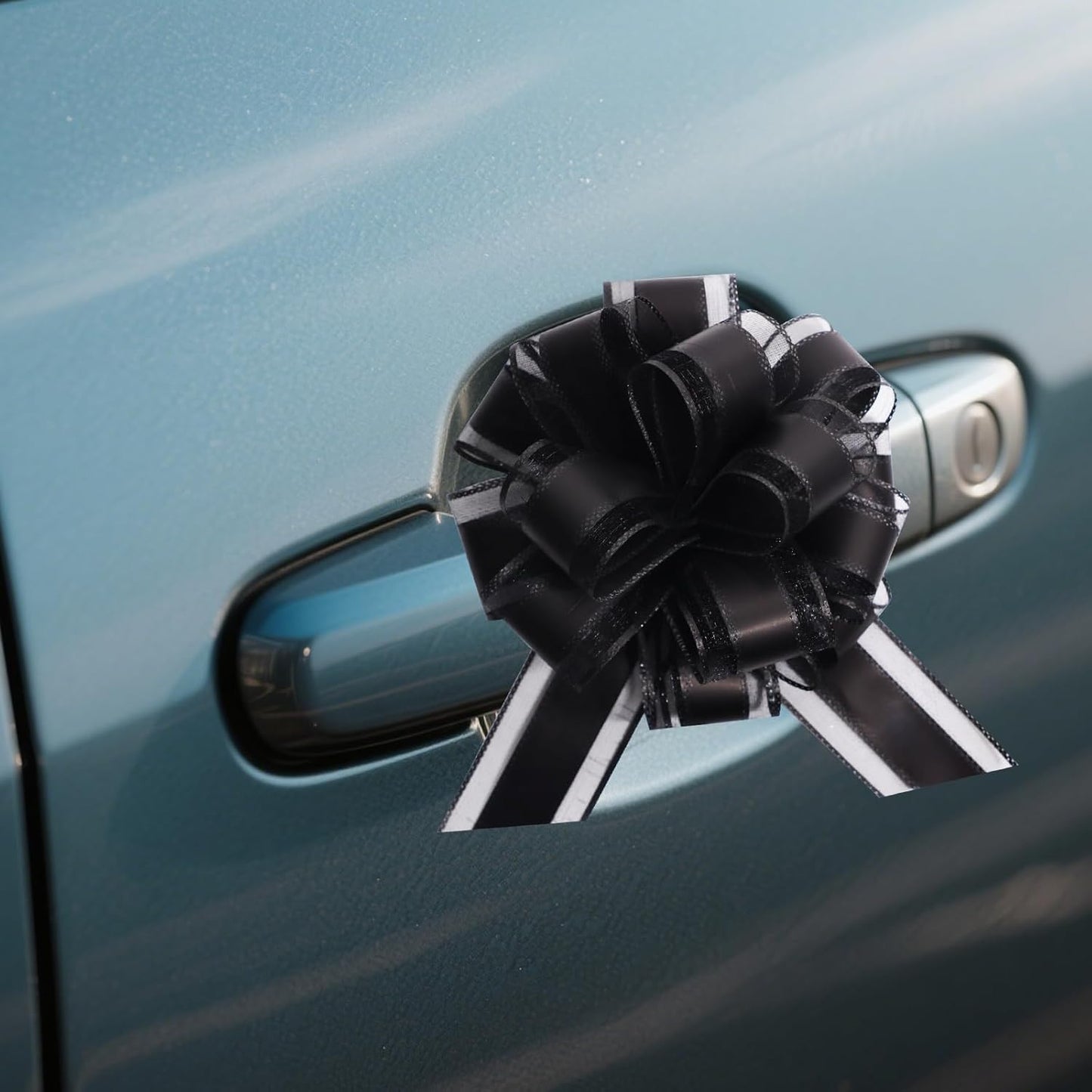 6 PCS 6 Inch Organza Black Pull Bows - Perfect for Gift Wrapping, Wedding Decor, Car Bows, Birthday Parties, Christmas, and Valentine's Day