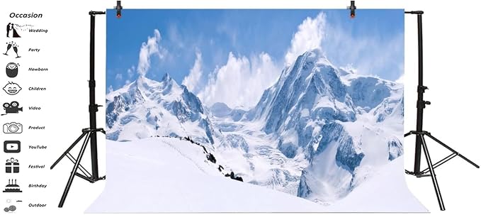 Yeele 15x10ft Snow Mountain Photography Backdrop Winter Nature Scenery Alps Mountain Top Photo Background Portrait Shooting Studio Props