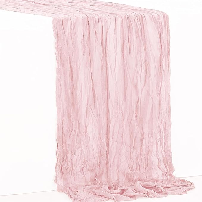 10 Pack Valentines Cheesecloth Table Runner 35x120 Inch 10Ft Rustic Gauze Cheese Cloth Table Runner Sheer Cheesecloth Table Runners for Wedding Party Bridal Shower Decoration
