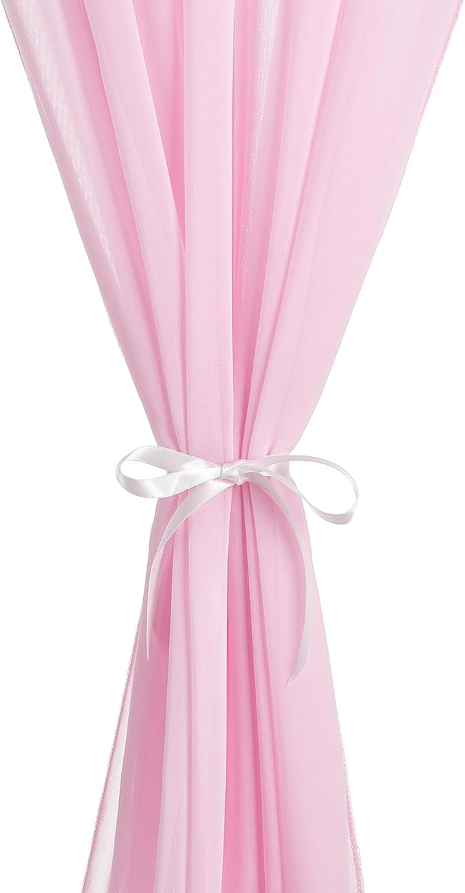 3 Yard Pink Chiffon Fabric by The Yard, 58 Inch Wide Elegant Sheer Chiffon Fabric for Wedding Costume Sewing Clothing Crafting Table Runner DIY Project