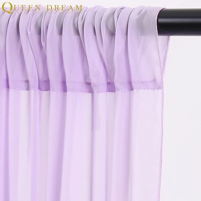 Sheer Backdrop Curtains Purple Chiffon Backdrop 5ft x 10ft 2 Pieces Butterfly Party Backdrop