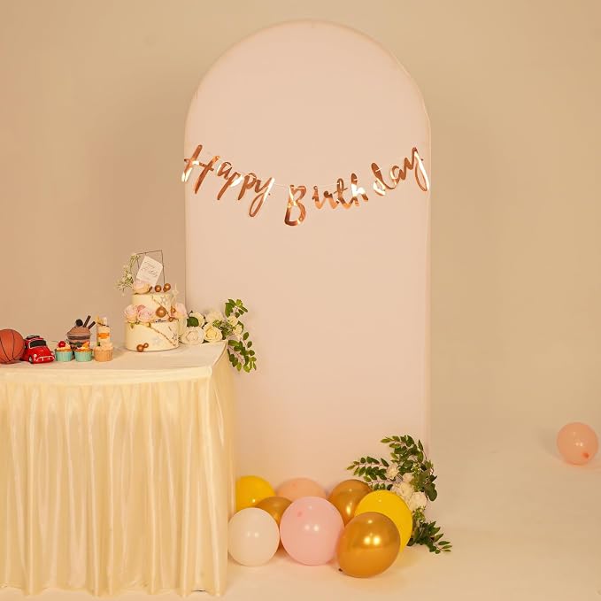 Vincidern 6.6FT Arch Backdrop Stand and Cover Set, Metal Arch Stand with White Cover for Wedding, Party, Baby Showers, Graduation, Birthday, Event Backdrop Decorations