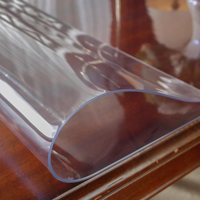 OstepDecor Clear Table Protector 24 x 48 Inch, 2mm Thick Plastic Table Cover, Waterproof PVC Clear Table Cover Protector, Desk Protector Mat, Writing Desk Pad for Desktop, Coffee & Dining Room Table
