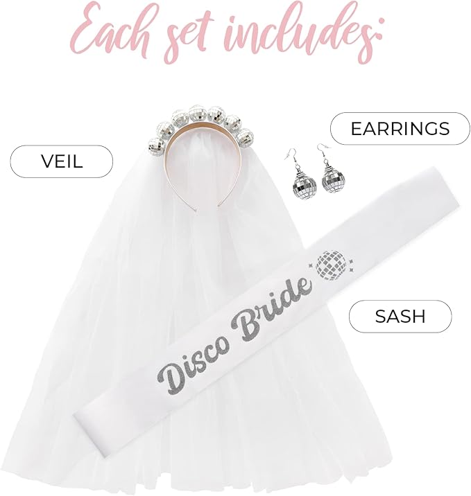 Pop Fizz Designs Last Disco Bachelorette Party Veil for Brides