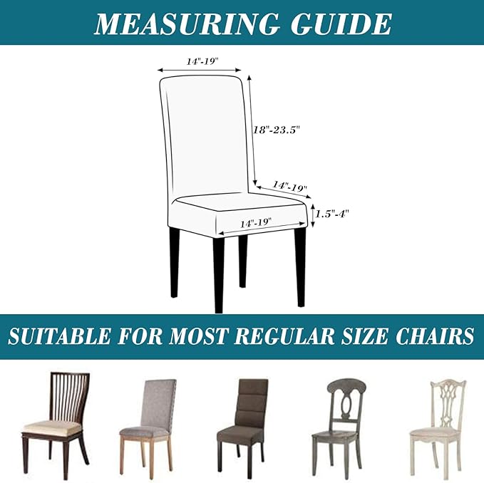 HFCNMY Dining Room Chair Covers - Waterproof PU Slipcovers for Dining Set of 4, Soft, Washable, Blue