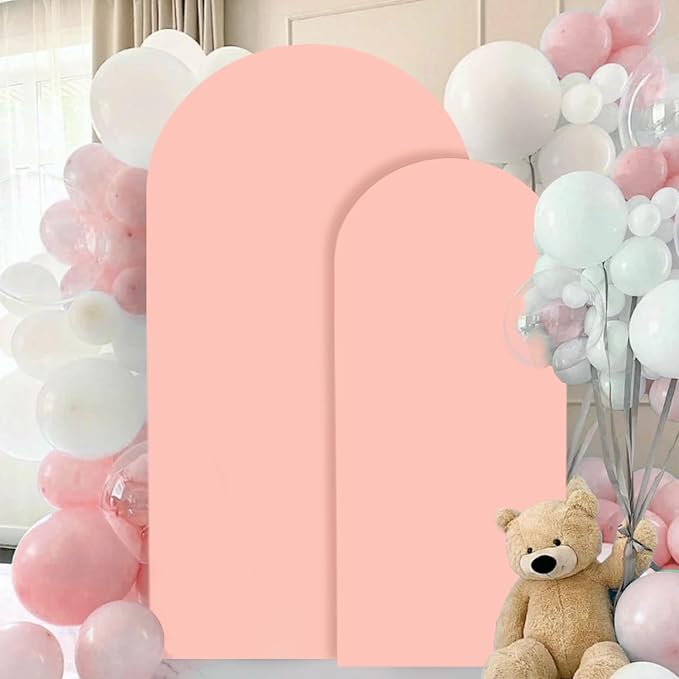 FANPROMS Wedding Arch Cover Set of 2 Rose Arch Cover Spandex Arched Backdrop Cover Chiara Wall Backdrop Covers for Garden Arches Frame Arch Fabric Covers 6FT 7.2FT for Bridal Shower Ceremony Decor