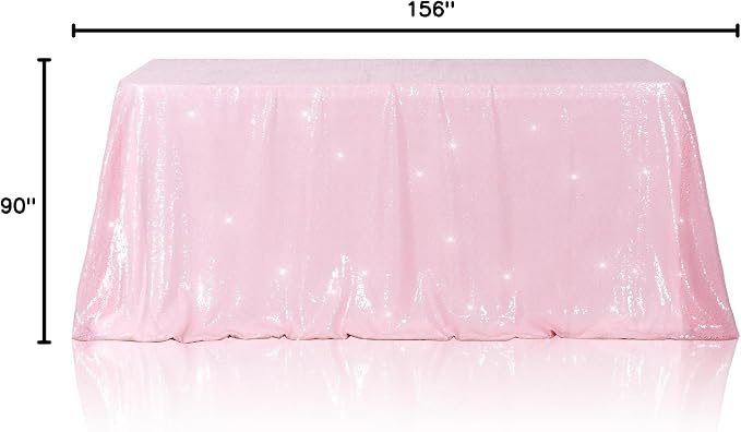 Poise3EHome Pink Sequin Tablecloth 90×156 Inch Rectangle Sparkly Fabric Table Cloth for Birthday Wedding Valentine Party Holiday Baby Shower Christmas Decoration