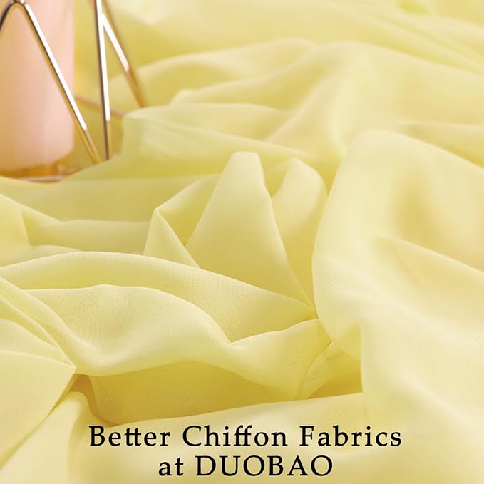 DUOBAO 59"Wide Chiffon Fabric Yellow Sheer Fabric 15 Feet Lightweight Fabric Yellow Fabric for Wedding Party Birthday (Yellow 5 Yards)