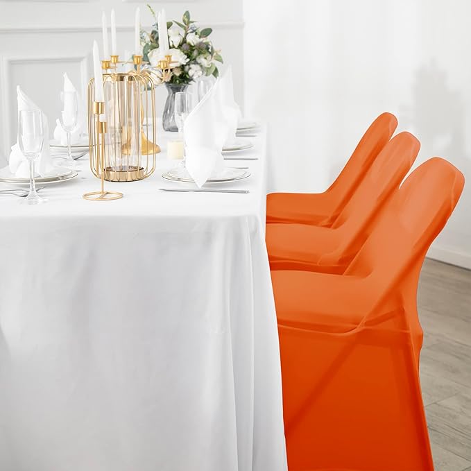 Spandex Chair Cover,25PCS,Living Room Folding Chair Covers,Removable Chair Covers Washable Protector Stretch Chair Cover for Party, Banquet,Wedding Event,Hotel(Orange)