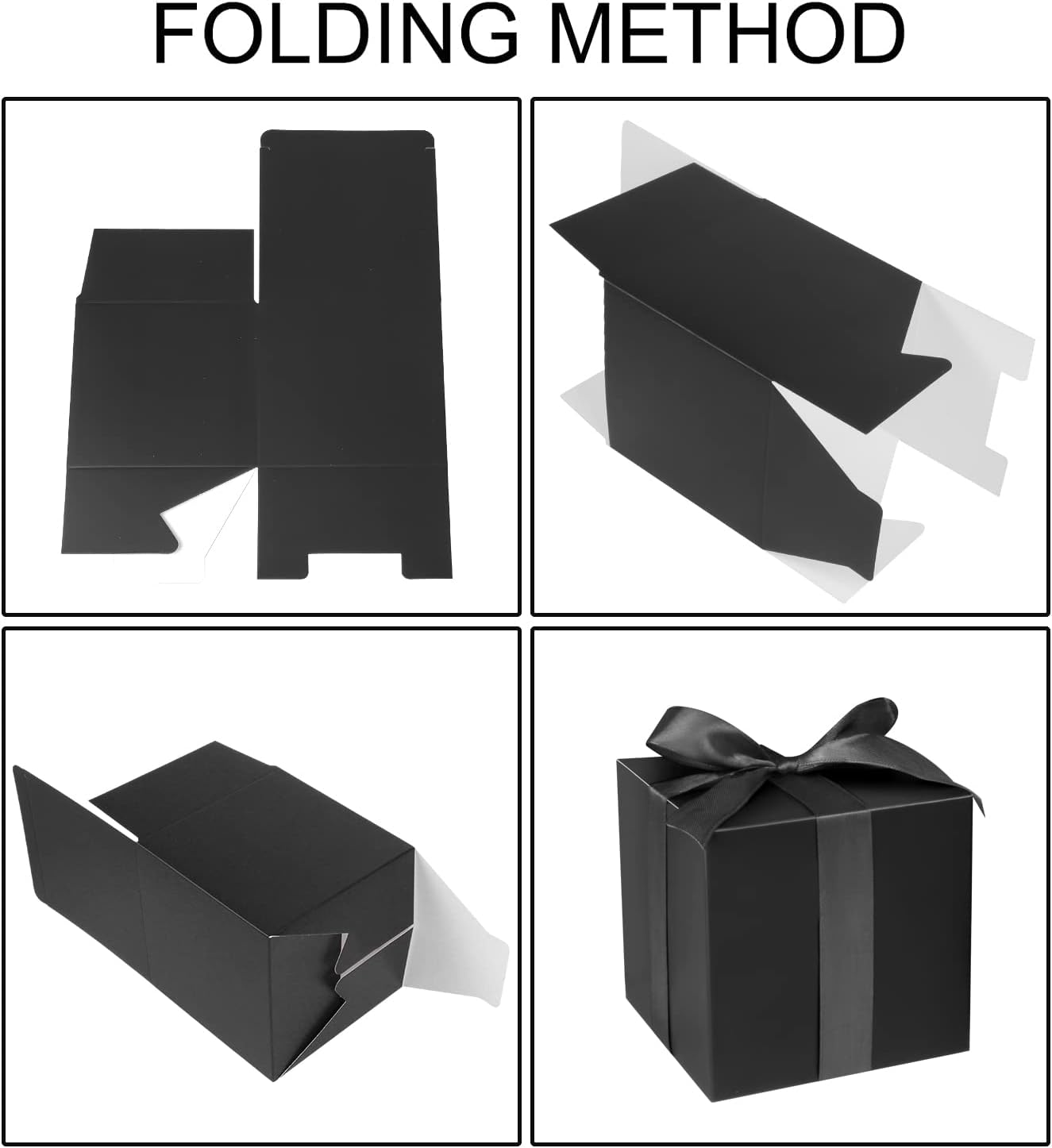 COTOPHER Small Gift Boxes 25 Pack 5x5x5 inches Black Gift Boxes with Lids for Gifts, Crafting, Wedding Party Favor, Cupcake Boxes, Candy, Bridesmaids Proposal Box with Ribbons and Stickers