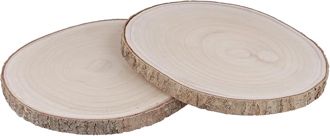 8 PCS 10-12 Inch Natural Unfinished Wood Slices, Rustic Wood Rounds for Table Centerpieces, DIY Craft Projects and Wedding Decorations