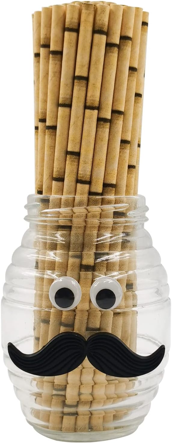 Yellow Bamboo Paper Straws, Packed 100 Biodegradable Bamboo Drinking Straws For Drinking, Environmentally Friendly Straw to Replace Plastic Straw