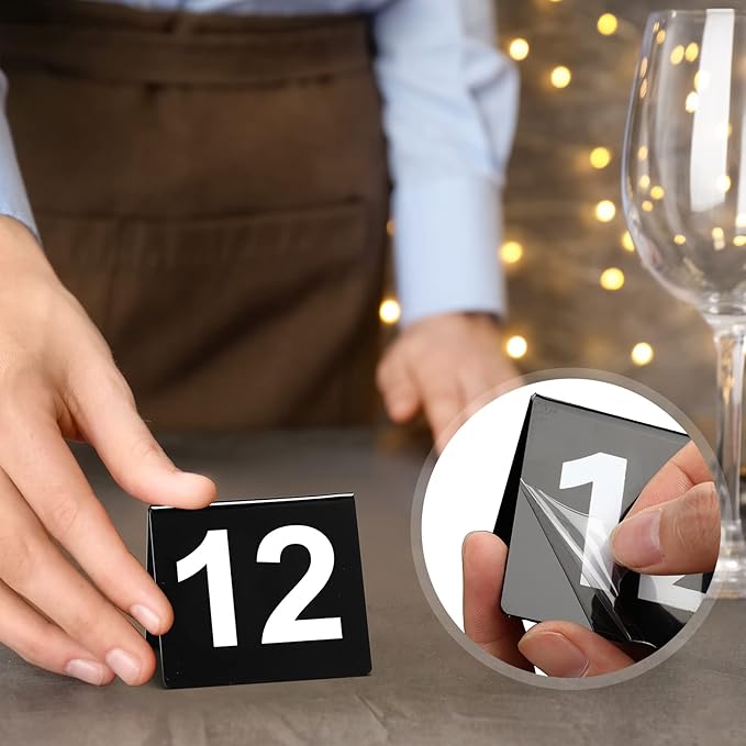 Tuanse 100 Pcs Acrylic Table Numbers 1-100 Double Sided Minimalist Restaurant Wedding Table Tent Cards for Party Event Banquets Wedding Reception, 2.5 x 2 x 1.6 Inch(White Number)