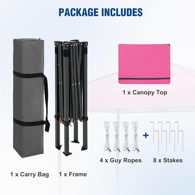6x4 Pop Up Canopy Tent, Instant Portable Beach Canopy, Outdoor Tent with Carry Bag for Camping, Sports, Tailgating, Events, Pink