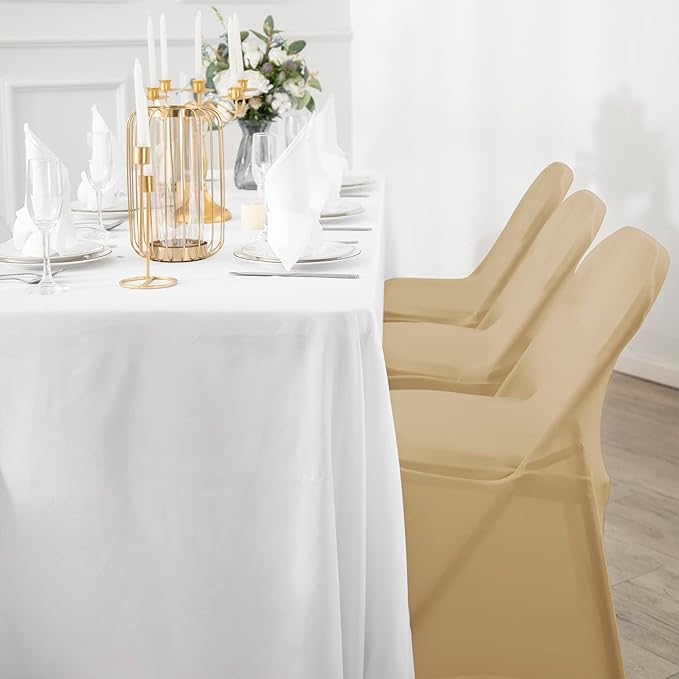 Spandex Chair Cover,12PCS,Living Room Folding Chair Covers,Removable Chair Covers Washable Protector Stretch Chair Cover for Party, Banquet,Wedding Event,Hotel(Champagne)