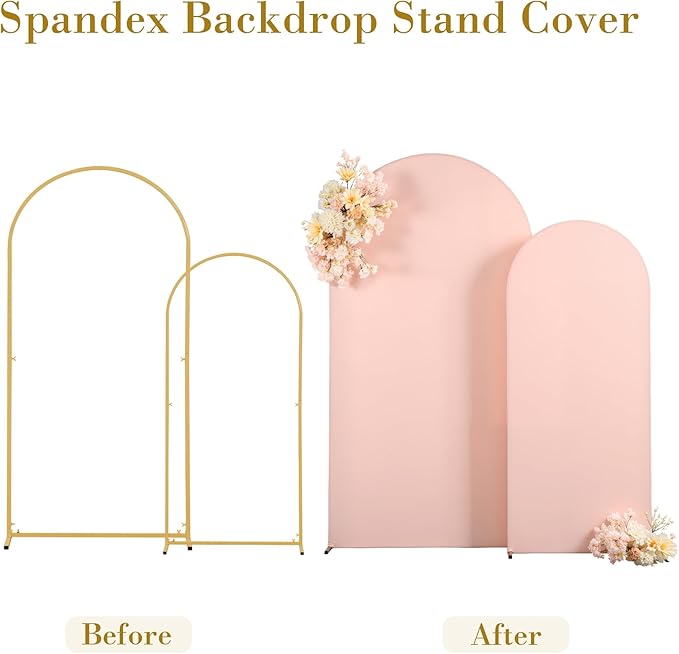 Dusty Rose Arch Cover 2 Set-7.2 and 6ft Dusty Pink Arch Backdrop Cover Spandex Wedding Arch Stand Covers for Baby Shower Girls Birthday Party Bridal Shower Wedding Photo Balloon Arches Background
