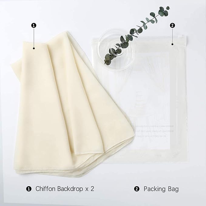 Ivory Chiffon Backdrop Wedding Decoration Party Stage Decorative Backdrop Background Curtain 10ftx8ft