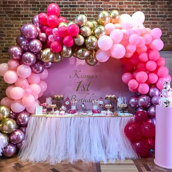 Pink and Purple Balloon Garland Arch Kit, 125pcs Dusty Pink Pastel Lavender Purple Metallic Red White Latex Balloon for Girl Women Birthday Bridal Baby Shower Butterfly Fairy Princess Party Decoration