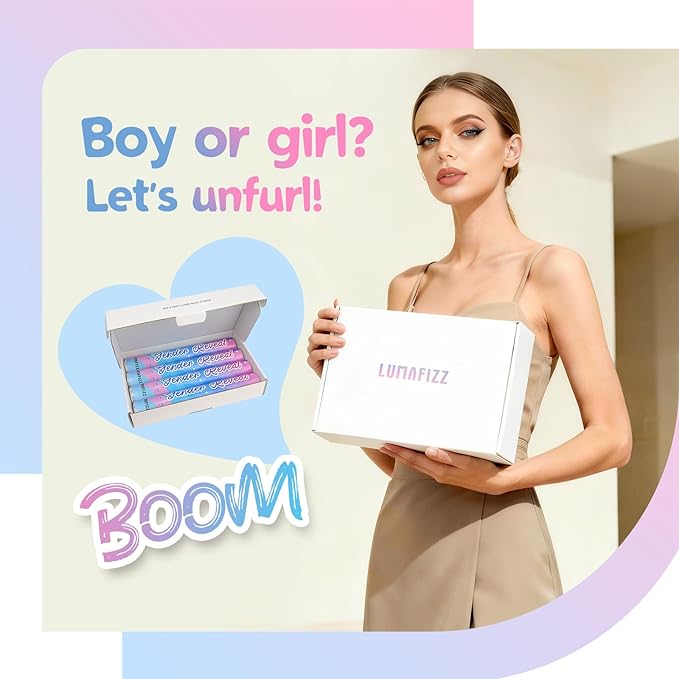 12Inches 4Pcs Gender Reveal Confetti Cannon - Heart Shaped Confetti Poppers - Blue, 4 Pack - Baby Boy Gender Reveal Party Poppers - Blue Paper Baby Party Supplies Pop Gun