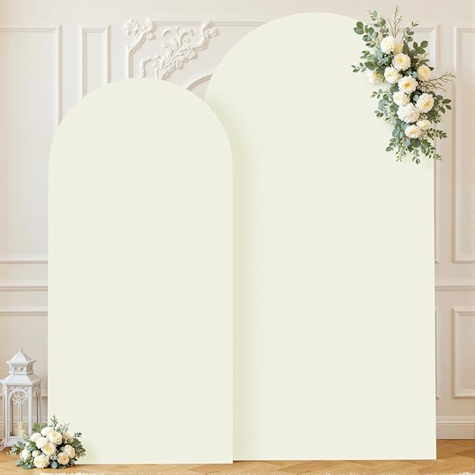 Ivory Arch Cover Set of 2 Spandex 7.2 and 6ft Ivory Arch Backdrop Cover Wedding Arch Stand Covers for Bridal Shower Wedding Baby Shower Birthday Party Ceremony Banquet Photo Arched Background